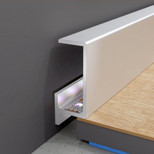 Mini plinta argintie din aluminiu cu lumina LED CLIPLIST 25X12