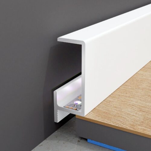 Mini plinta alba din aluminiu cu lumina LED CLIPLIST 25X12