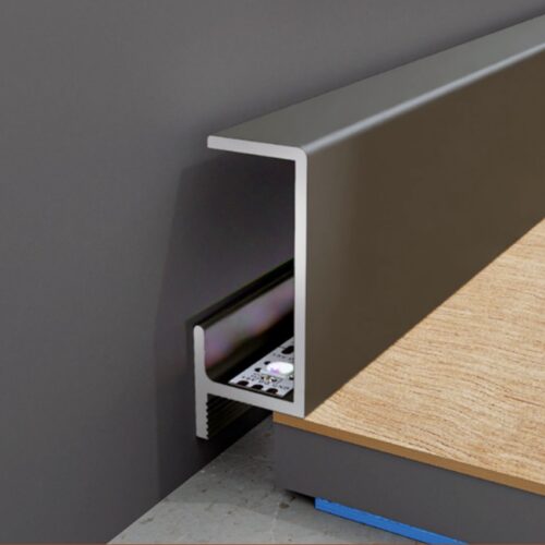 Mini plinta neagra din aluminiu cu lumina LED CLIPLIST 25X12