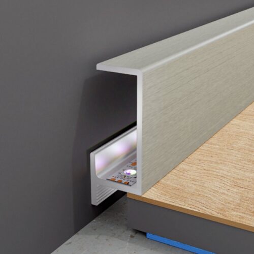 Mini plinta titanium din aluminiu cu lumina LED CLIPLIST 25X12